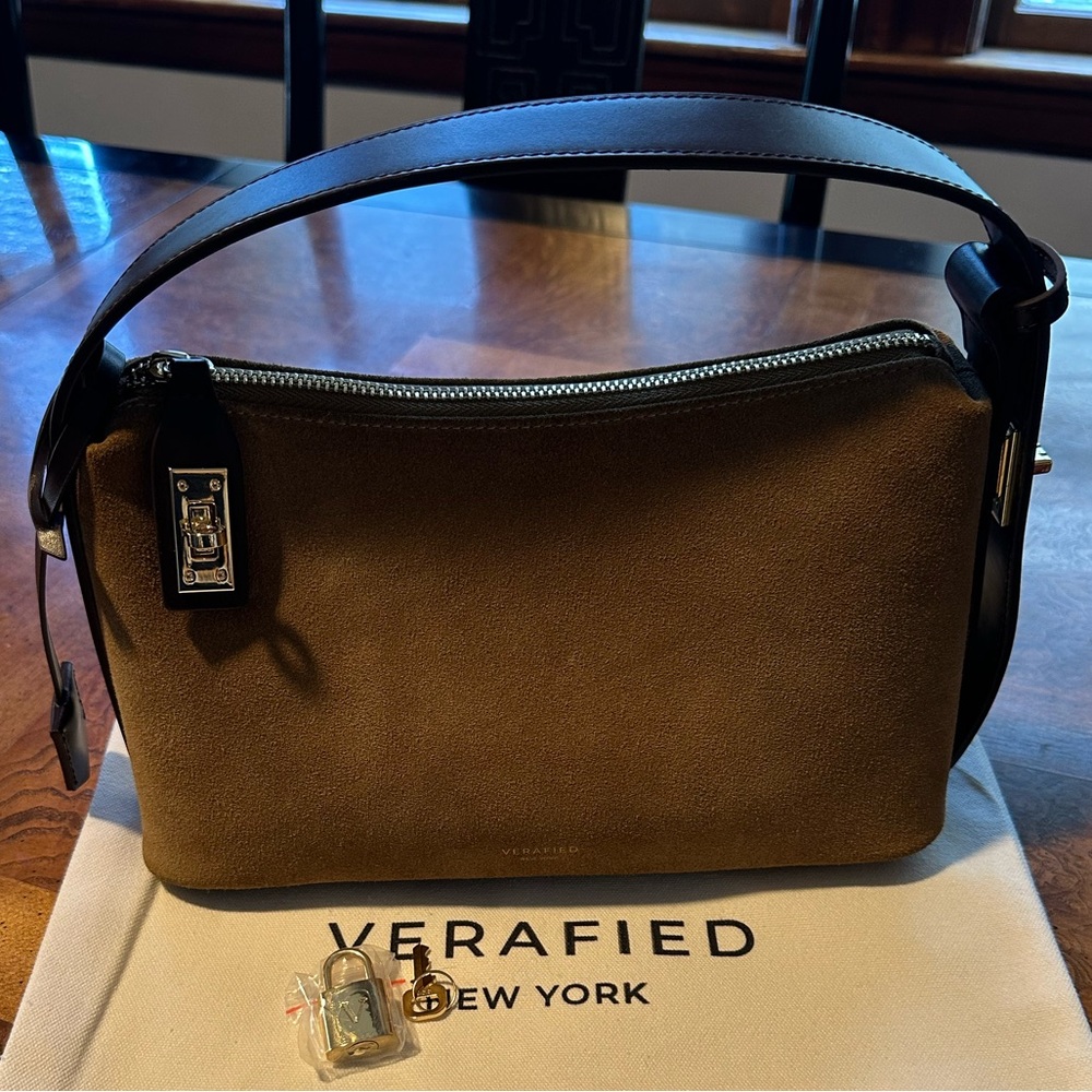 VERAFIED Gold Suede Hobo Bag